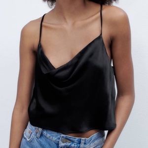 Cowl Neck Zara satin tank size M